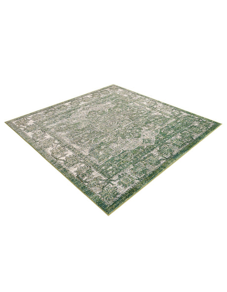 Green 6' 1 x 6' 1 Isabella Square Area Rug Polypropylene & Polyester Traditional Elegant Carpet for Living Rooms, Dining, Office, Dorms for Sale at Rug Engine
