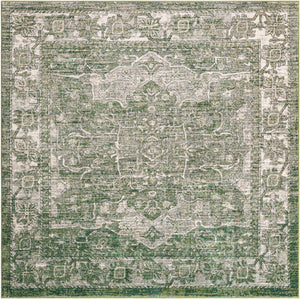 Green 7' 10 x 7' 10 Isabella Square Area Rug Polypropylene & Polyester Traditional Elegant Carpet for Living Rooms, Dining, Office, Dorms for Sale at Rug Engine