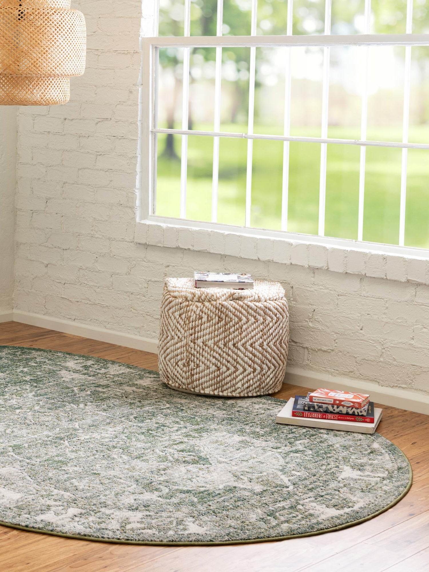 Green 5' 1 x 8' Isabella Oval Area Rug Polypropylene & Polyester Traditional Elegant Carpet for Living Rooms, Dining, Office, Dorms for Sale at Rug Engine