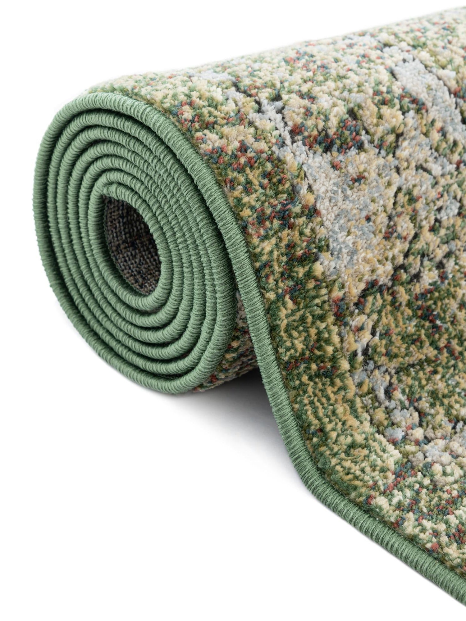 Green 4' 1 x 6' 1 Isabella Oval Area Rug Polypropylene & Polyester Traditional Elegant Carpet for Living Rooms, Dining, Office, Dorms for Sale at Rug Engine