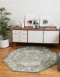 Green 7' 10 x 7' 10 Isabella Octagon Area Rug Polypropylene & Polyester Traditional Elegant Carpet for Living Rooms, Dining, Office, Dorms for Sale at Rug Engine