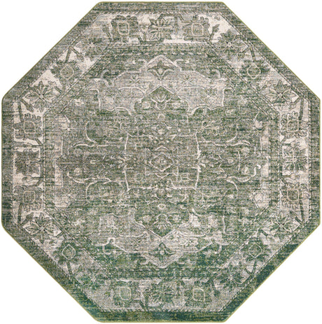 Green 7' 10 x 7' 10 Isabella Octagon Area Rug Polypropylene & Polyester Traditional Elegant Carpet for Living Rooms, Dining, Office, Dorms for Sale at Rug Engine
