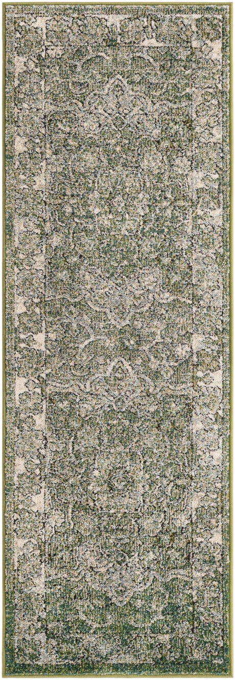 Green 2' x 6' 1 Isabella Runner Area Rug Polypropylene & Polyester Traditional Elegant Carpet for Living Rooms, Dining, Office, Dorms for Sale at Rug Engine