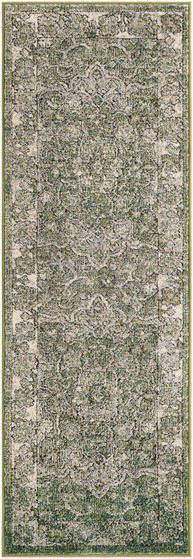 Green 2' x 6' 1 Isabella Runner Area Rug Polypropylene & Polyester Traditional Elegant Carpet for Living Rooms, Dining, Office, Dorms for Sale at Rug Engine