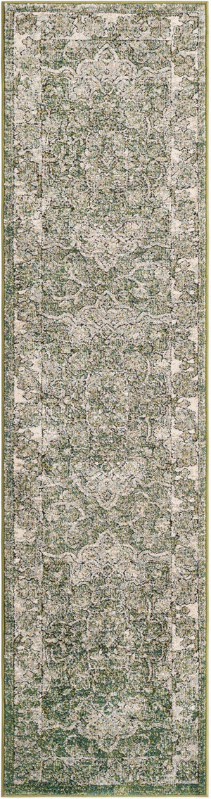 Green 2' x 8' Isabella Runner Area Rug Polypropylene & Polyester Traditional Elegant Carpet for Living Rooms, Dining, Office, Dorms for Sale at Rug Engine