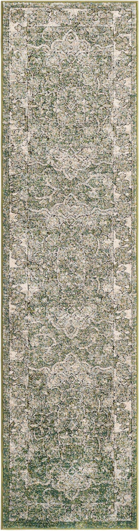 Green 2' x 8' Isabella Runner Area Rug Polypropylene & Polyester Traditional Elegant Carpet for Living Rooms, Dining, Office, Dorms for Sale at Rug Engine