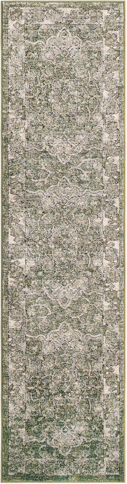 Green 2' x 8' Isabella Runner Area Rug Polypropylene & Polyester Traditional Elegant Carpet for Living Rooms, Dining, Office, Dorms for Sale at Rug Engine