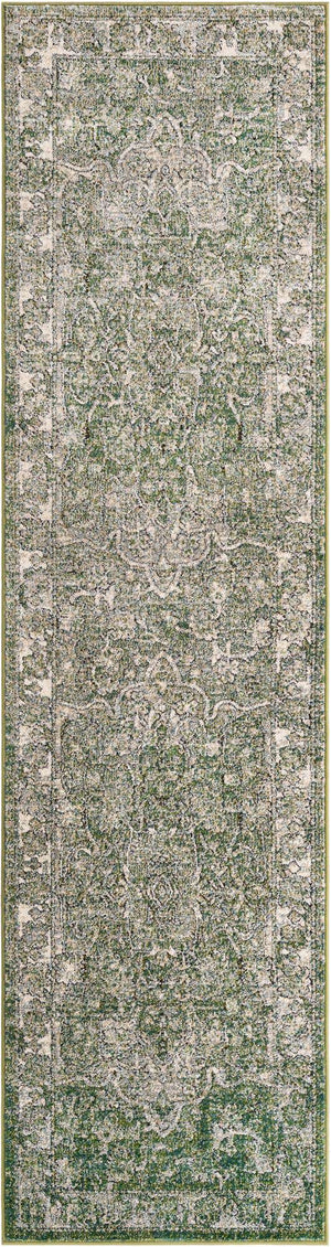 Green 2' 7 x 10' Isabella Runner Area Rug Polypropylene & Polyester Traditional Elegant Carpet for Living Rooms, Dining, Office, Dorms for Sale at Rug Engine