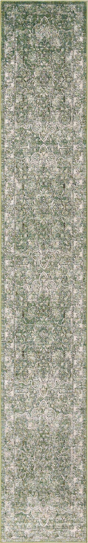 Green 2' 7 x 16' 5 Isabella Runner Area Rug Polypropylene & Polyester Traditional Elegant Carpet for Living Rooms, Dining, Office, Dorms for Sale at Rug Engine