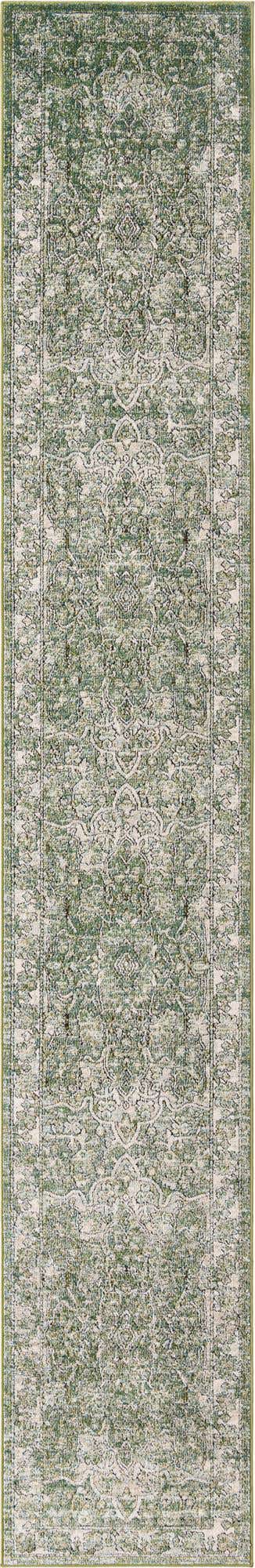 Green 2' 7 x 16' 5 Isabella Runner Area Rug Polypropylene & Polyester Traditional Elegant Carpet for Living Rooms, Dining, Office, Dorms for Sale at Rug Engine