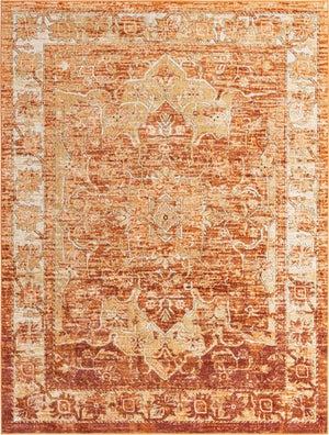 Rust Red 9' x 12' Isabella Rectangle Area Rug Polypropylene & Polyester Traditional Elegant Carpet for Living Rooms, Dining, Office, Dorms for Sale at Rug Engine