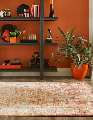 Rust Red 7' 10 x 10' Isabella Rectangle Area Rug Polypropylene & Polyester Traditional Elegant Carpet for Living Rooms, Dining, Office, Dorms for Sale at Rug Engine