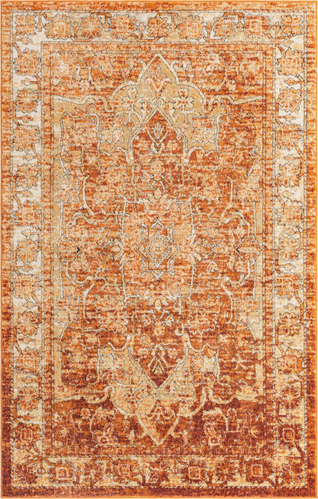 Rust Red 5' 1 x 8' Isabella Rectangle Area Rug Polypropylene & Polyester Traditional Elegant Carpet for Living Rooms, Dining, Office, Dorms for Sale at Rug Engine