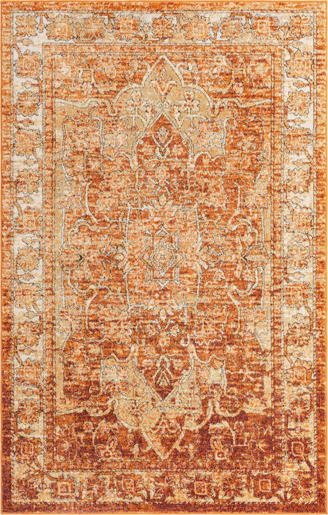 Rust Red 5' 1 x 8' Isabella Rectangle Area Rug Polypropylene & Polyester Traditional Elegant Carpet for Living Rooms, Dining, Office, Dorms for Sale at Rug Engine