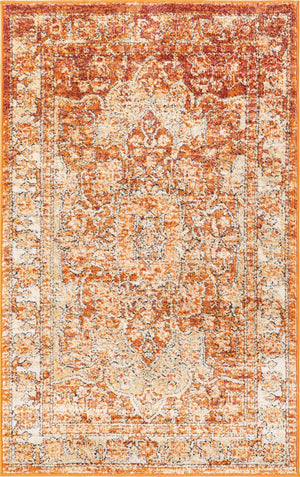 Rust Red 3' 3 x 5' 3 Isabella Rectangle Area Rug Polypropylene & Polyester Traditional Elegant Carpet for Living Rooms, Dining, Office, Dorms for Sale at Rug Engine