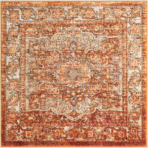 Rust Red 4' 1 x 4' 1 Isabella Square Area Rug Polypropylene & Polyester Traditional Elegant Carpet for Living Rooms, Dining, Office, Dorms for Sale at Rug Engine