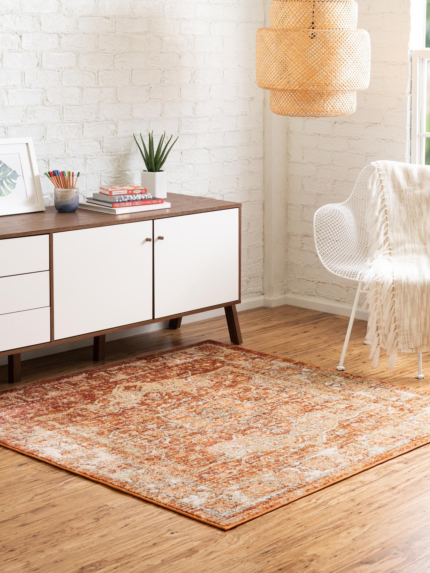 Rust Red 7' 10 x 7' 10 Isabella Square Area Rug Polypropylene & Polyester Traditional Elegant Carpet for Living Rooms, Dining, Office, Dorms for Sale at Rug Engine