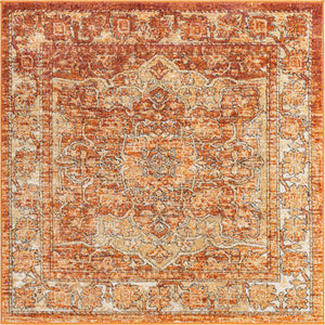 Rust Red 5' 1 x 5' 1 Isabella Square Area Rug Polypropylene & Polyester Traditional Elegant Carpet for Living Rooms, Dining, Office, Dorms for Sale at Rug Engine