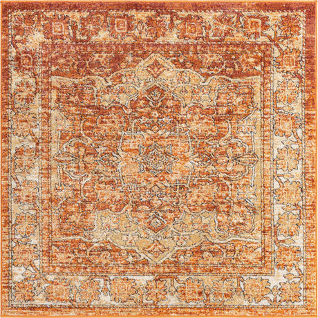 Rust Red 5' 1 x 5' 1 Isabella Square Area Rug Polypropylene & Polyester Traditional Elegant Carpet for Living Rooms, Dining, Office, Dorms for Sale at Rug Engine