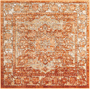 Rust Red 6' 1 x 6' 1 Isabella Square Area Rug Polypropylene & Polyester Traditional Elegant Carpet for Living Rooms, Dining, Office, Dorms for Sale at Rug Engine