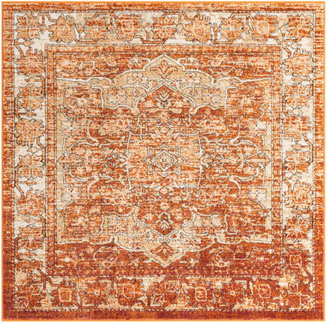Rust Red 6' 1 x 6' 1 Isabella Square Area Rug Polypropylene & Polyester Traditional Elegant Carpet for Living Rooms, Dining, Office, Dorms for Sale at Rug Engine