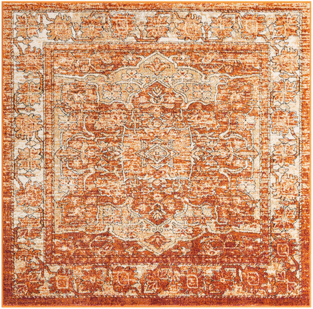 Rust Red 6' 1 x 6' 1 Isabella Square Area Rug Polypropylene & Polyester Traditional Elegant Carpet for Living Rooms, Dining, Office, Dorms for Sale at Rug Engine