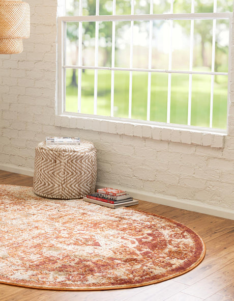 Rust Red 4' 1 x 6' 1 Isabella Oval Area Rug Polypropylene & Polyester Traditional Elegant Carpet for Living Rooms, Dining, Office, Dorms for Sale at Rug Engine