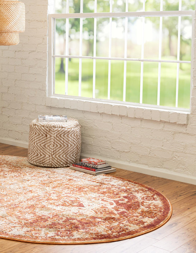 Rust Red 4' 1 x 6' 1 Isabella Oval Area Rug Polypropylene & Polyester Traditional Elegant Carpet for Living Rooms, Dining, Office, Dorms for Sale at Rug Engine