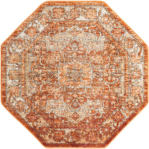 Rust Red 5' 1 x 5' 1 Isabella Octagon Area Rug Polypropylene & Polyester Traditional Elegant Carpet for Living Rooms, Dining, Office, Dorms for Sale at Rug Engine