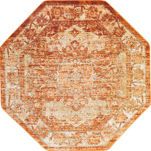 Rust Red 7' 10 x 7' 10 Isabella Octagon Area Rug Polypropylene & Polyester Traditional Elegant Carpet for Living Rooms, Dining, Office, Dorms for Sale at Rug Engine