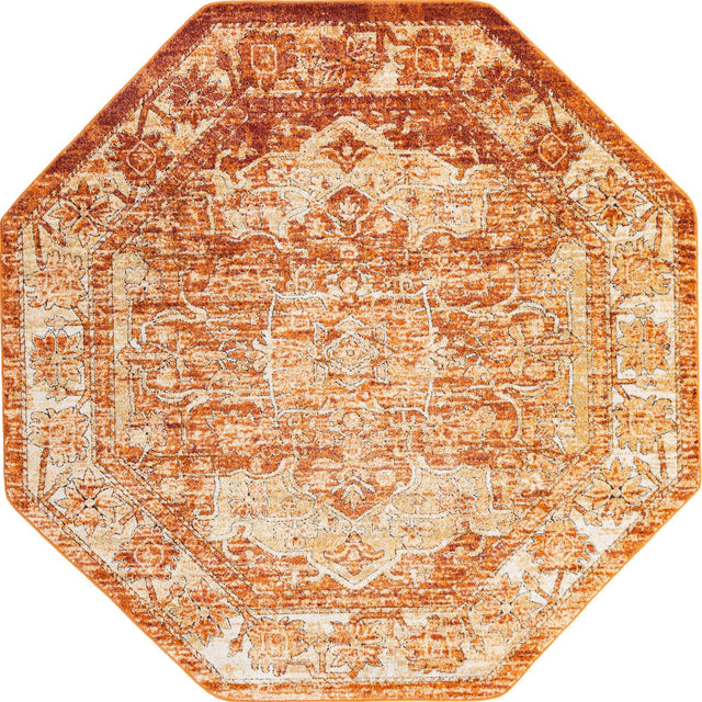 Rust Red 7' 10 x 7' 10 Isabella Octagon Area Rug Polypropylene & Polyester Traditional Elegant Carpet for Living Rooms, Dining, Office, Dorms for Sale at Rug Engine