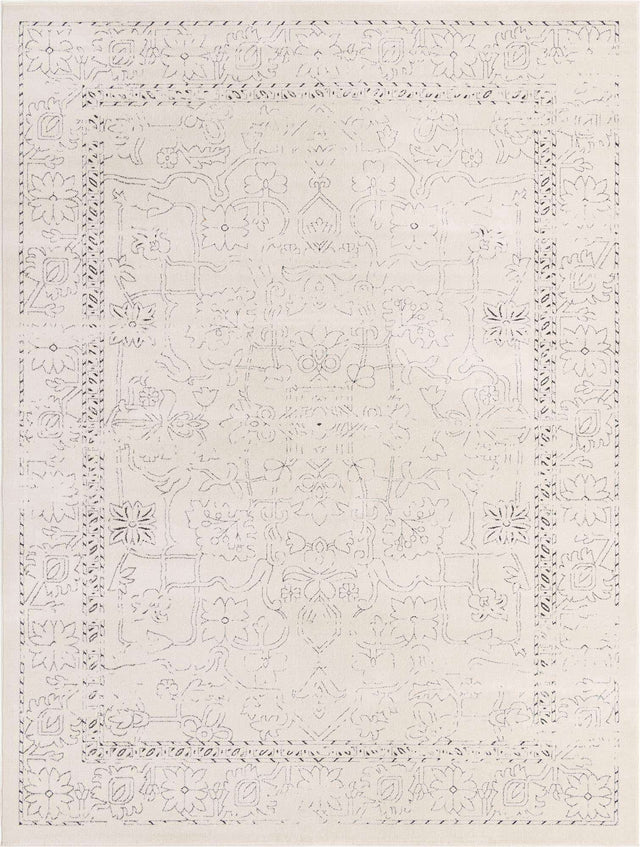 White 9' x 12' Isabella Rectangle Area Rug Polypropylene & Polyester Traditional Elegant Carpet for Living Rooms, Dining, Office, Dorms for Sale at Rug Engine