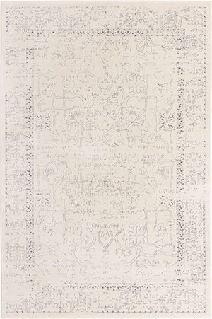 White 6' 1 x 9' Isabella Rectangle Area Rug Polypropylene & Polyester Traditional Elegant Carpet for Living Rooms, Dining, Office, Dorms for Sale at Rug Engine