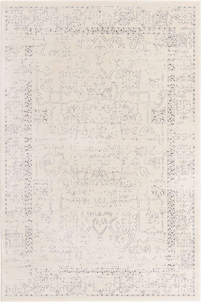 White 6' 1 x 9' Isabella Rectangle Area Rug Polypropylene & Polyester Traditional Elegant Carpet for Living Rooms, Dining, Office, Dorms for Sale at Rug Engine