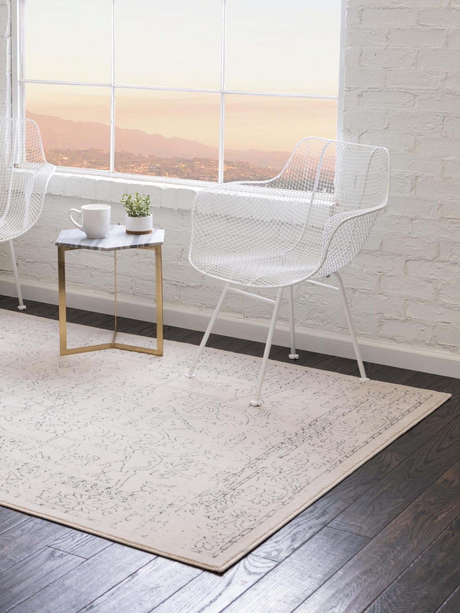 White 7' 10 x 10' Isabella Rectangle Area Rug Polypropylene & Polyester Traditional Elegant Carpet for Living Rooms, Dining, Office, Dorms for Sale at Rug Engine