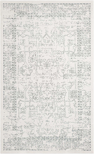 White 5' 1 x 8' Isabella Rectangle Area Rug Polypropylene & Polyester Traditional Elegant Carpet for Living Rooms, Dining, Office, Dorms for Sale at Rug Engine