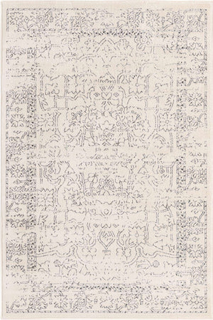 White 4' 1 x 6' 1 Isabella Rectangle Area Rug Polypropylene & Polyester Traditional Elegant Carpet for Living Rooms, Dining, Office, Dorms for Sale at Rug Engine