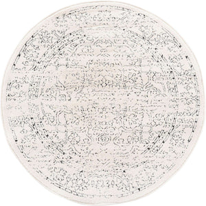 White 3' 3 x 3' 3 Isabella Round Area Rug Polypropylene & Polyester Traditional Elegant Carpet for Living Rooms, Dining, Office, Dorms for Sale at Rug Engine