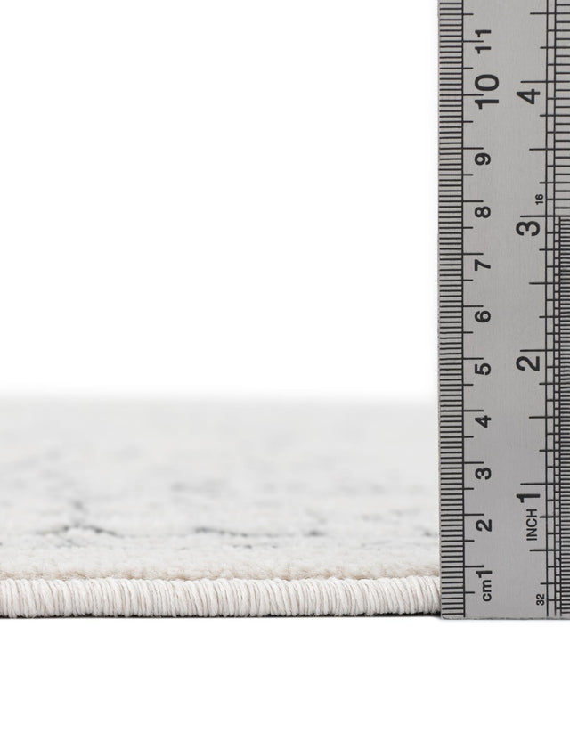 White 6' 1 x 6' 1 Isabella Round Area Rug Polypropylene & Polyester Traditional Elegant Carpet for Living Rooms, Dining, Office, Dorms for Sale at Rug Engine