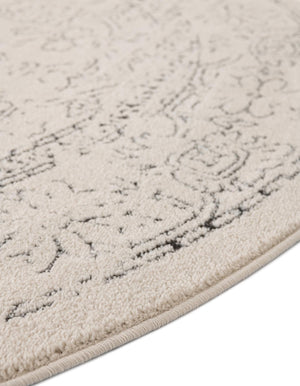 White 6' 1 x 6' 1 Isabella Round Area Rug Polypropylene & Polyester Traditional Elegant Carpet for Living Rooms, Dining, Office, Dorms for Sale at Rug Engine
