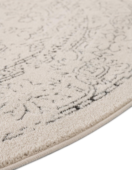 White 6' 1 x 6' 1 Isabella Round Area Rug Polypropylene & Polyester Traditional Elegant Carpet for Living Rooms, Dining, Office, Dorms for Sale at Rug Engine