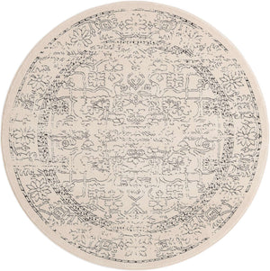 White 6' 1 x 6' 1 Isabella Round Area Rug Polypropylene & Polyester Traditional Elegant Carpet for Living Rooms, Dining, Office, Dorms for Sale at Rug Engine