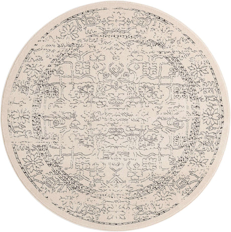 White 6' 1 x 6' 1 Isabella Round Area Rug Polypropylene & Polyester Traditional Elegant Carpet for Living Rooms, Dining, Office, Dorms for Sale at Rug Engine