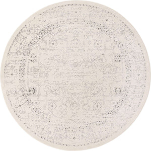 White 7' 10 x 7' 10 Isabella Round Area Rug Polypropylene & Polyester Traditional Elegant Carpet for Living Rooms, Dining, Office, Dorms for Sale at Rug Engine