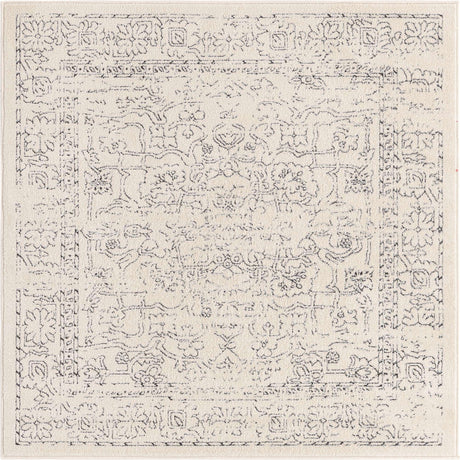 White 5' 1 x 5' 1 Isabella Square Area Rug Polypropylene & Polyester Traditional Elegant Carpet for Living Rooms, Dining, Office, Dorms for Sale at Rug Engine