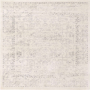 White 6' 1 x 6' 1 Isabella Square Area Rug Polypropylene & Polyester Traditional Elegant Carpet for Living Rooms, Dining, Office, Dorms for Sale at Rug Engine