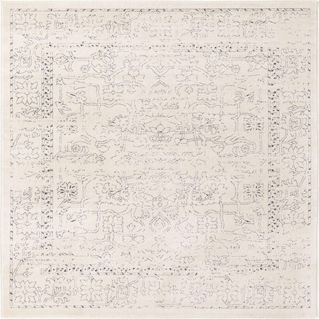 White 6' 1 x 6' 1 Isabella Square Area Rug Polypropylene & Polyester Traditional Elegant Carpet for Living Rooms, Dining, Office, Dorms for Sale at Rug Engine