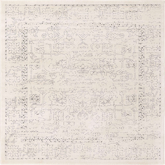 White 6' 1 x 6' 1 Isabella Square Area Rug Polypropylene & Polyester Traditional Elegant Carpet for Living Rooms, Dining, Office, Dorms for Sale at Rug Engine