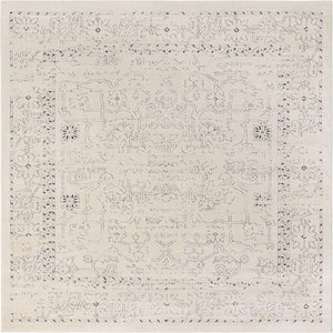 White 7' 10 x 7' 10 Isabella Square Area Rug Polypropylene & Polyester Traditional Elegant Carpet for Living Rooms, Dining, Office, Dorms for Sale at Rug Engine