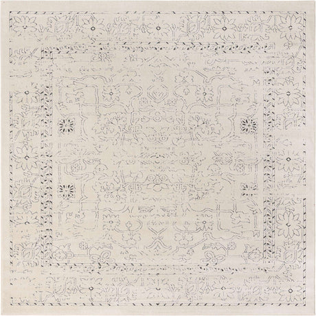 White 7' 10 x 7' 10 Isabella Square Area Rug Polypropylene & Polyester Traditional Elegant Carpet for Living Rooms, Dining, Office, Dorms for Sale at Rug Engine